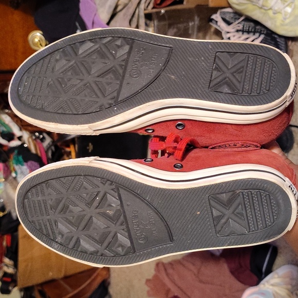 Converse Womens Burgundy Dahlia Red Suede Lux Hidden Wedge Sneaker Sz 8 - Picture 8 of 9